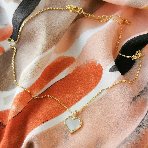 Kate Spade - Take Heart - Gold White Pendant Necklace - Picture 2 of 3